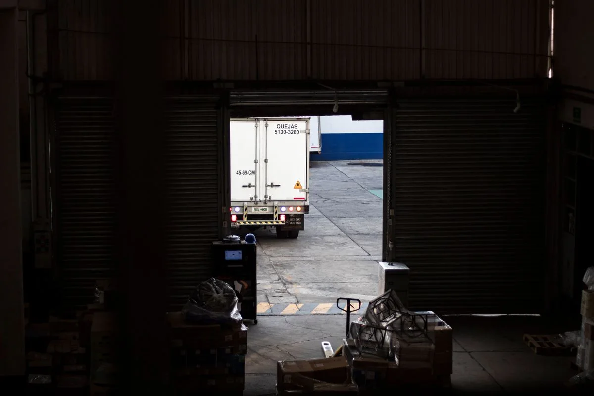 Delivery truck at a warehouse loading dock